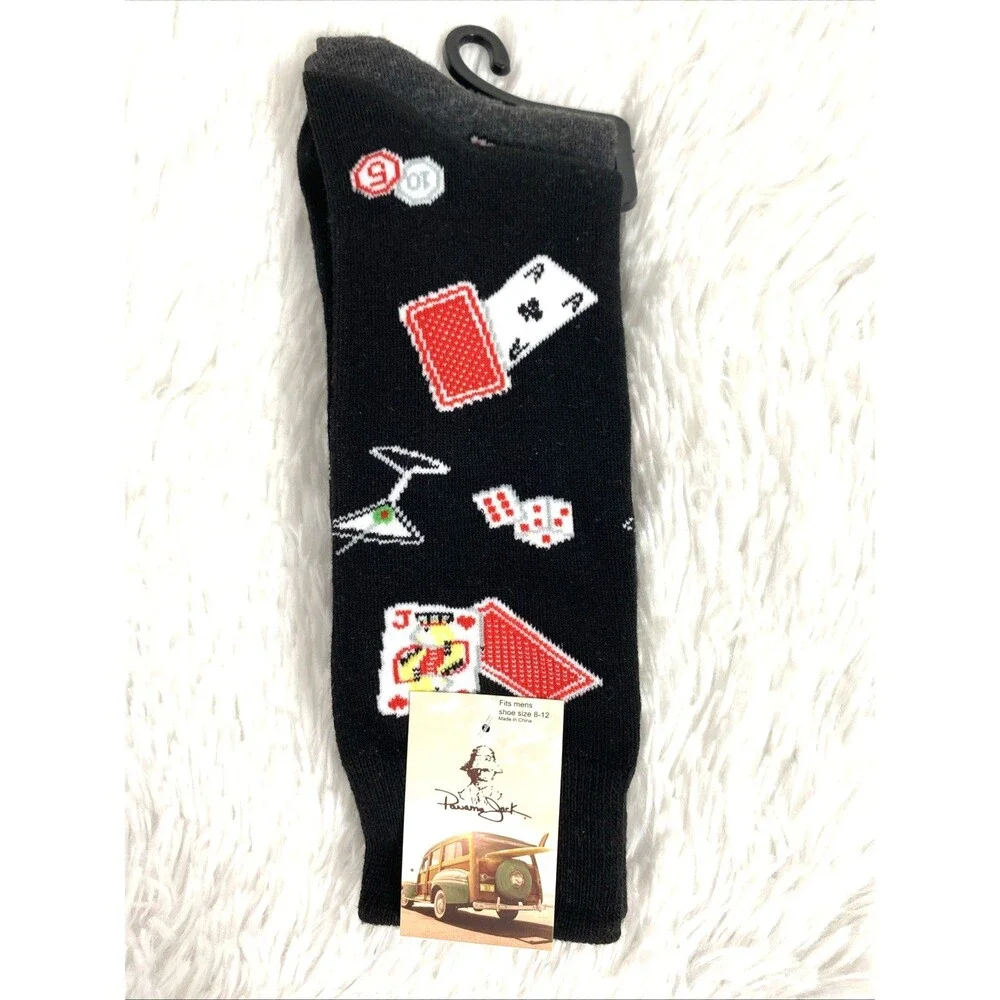 Panama Jack Novelty Socks Men's Martini Gambler 2 Pack Black Charcoal Shoe 8-12